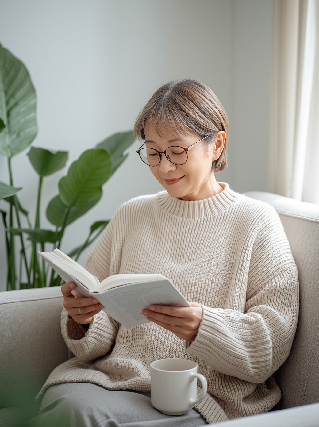 本を読んで学ぶ女性
